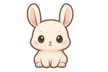 Cute Bunny Illustration on a transparent background, cartoon style