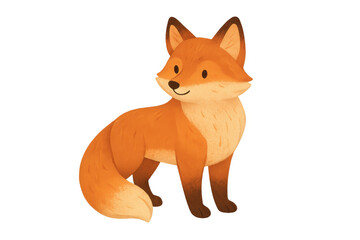 Obraz premium Cute fox sitting, illustration with a transparent background, lovely art