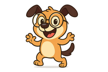 Obraz premium Cartoon dog wearing glasses with transparent background illustration