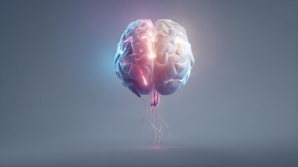 Human brain glowing with neural network connections