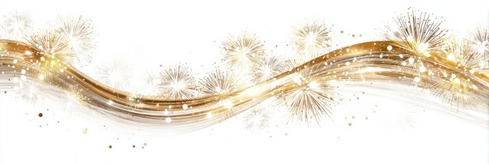Fireworks Display Lights up the Night Sky With a Waving Flag Design Over a Clean White Backdrop During a Festive Celebration in the City