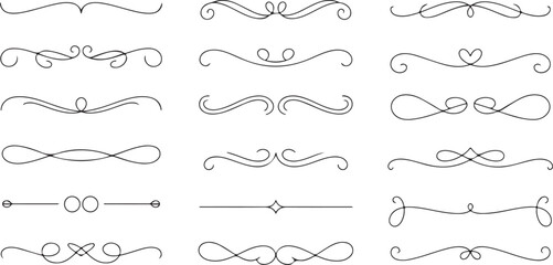 Fototapeta premium Assortment of Elegant Black and White Decorative Swirls Keywords: decorative, swirl, flourish