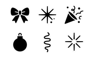 Fototapeta premium Festive black and white holiday icons for Christmas and New Year celebrations