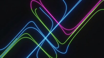 Dynamic abstract background featuring glowing neon light trails in vibrant blue, green, and pink, creating an energetic, futuristic digital design on a dark backdrop.