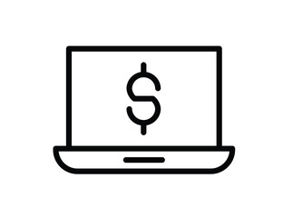 Line Art Laptop with Dollar Symbol for Financial and Business Concepts