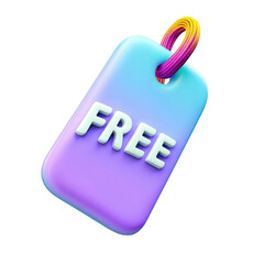 3D Render Of Blue And Purple Gradient Free Price Tag