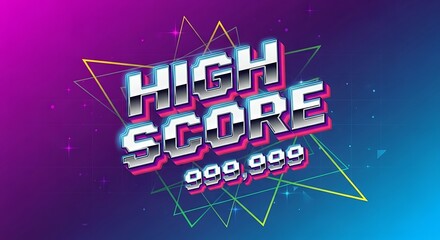Retro High Score 999 with 999 Concept Arcade Game Design, and Gradient Background.
