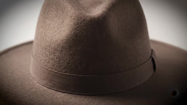 Skilled hands shape a classic felt hat with precision. A stylish fedora emerges, showcasing timeless craftsmanship.