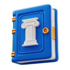3D render of history book icon with ancient column