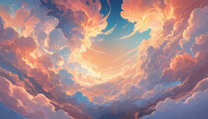 energetic sky with swirling clouds