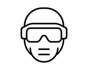 Minimalist Outline of Person Wearing Safety Glasses and Face Mask Design