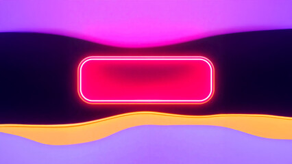 abstract frame box flow design neon 3d wave button