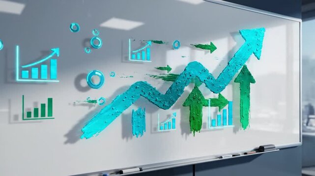Large interactive whiteboard in modern office setting