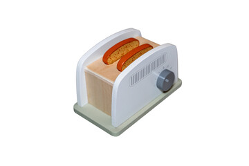 Minimalist Wooden Toy Toaster with Bread Slices