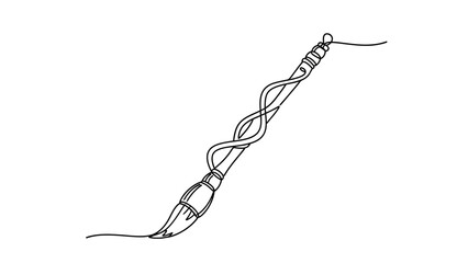 Minimalist hand-drawn fishing float with fishing line and knot illustrating simple fishing gear © Telo