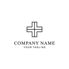 Fototapeta premium Minimalist medical cross logo design for healthcare company.