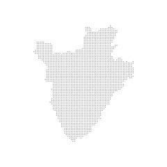 dotted halftone black silhouette of burundi map isolated. burundi country map for travel and presentation. burundi halftones map vector illustration.  world maps circle. global map.