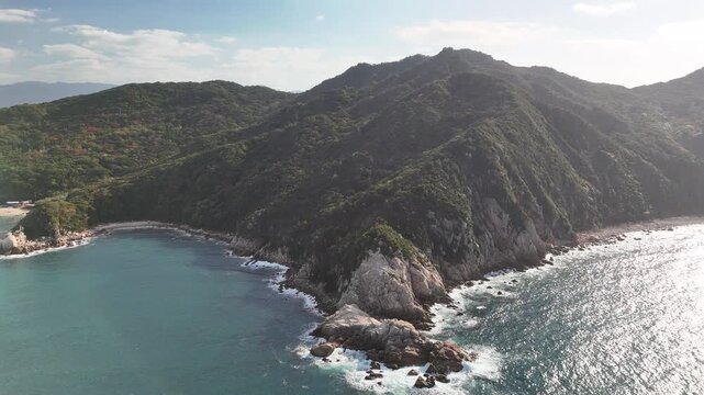 Genkai Quasi-National Park, Itoshima, Fukuoka, Japan: 4K Aerial Drone Footage of Keya Beach, Mountain Forests, Autumn Colours, Islands, Japanese Rocky Coastline in Shimakeya