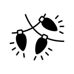 Christmas lights garlands with colored bulbs icon