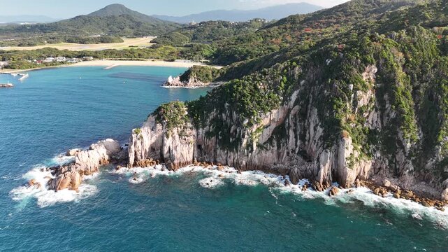 Genkai Quasi-National Park, Itoshima, Fukuoka, Japan: 4K Aerial Drone Footage of Keya Beach, Mountain Forests, Autumn Colours, Islands, Japanese Rocky Coastline in Shimakeya