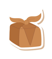 Vintage flat kraft gift box label in brown cardboard style. Eco carton package for xmas and present, perfect for holiday decor or sustainable gift packaging concept.