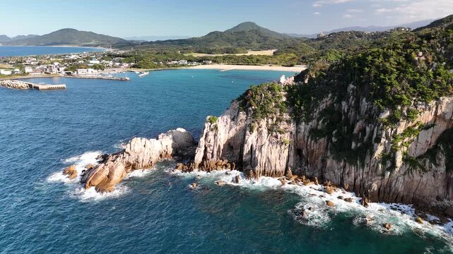 Genkai Quasi-National Park, Itoshima, Fukuoka, Japan: 4K Aerial Drone Footage of Keya Beach, Mountain Forests, Autumn Colours, Islands, Japanese Rocky Coastline in Shimakeya