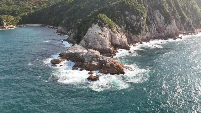 Genkai Quasi-National Park, Itoshima, Fukuoka, Japan: 4K Aerial Drone Footage of Keya Beach, Mountain Forests, Autumn Colours, Islands, Japanese Rocky Coastline in Shimakeya