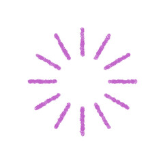 Chalk firework burst forms a purple circle symbol. Sparkle explosion and magic icon with soft chalk stroke. Celebration spark and festive graphic for vibrant backgrounds party themes.