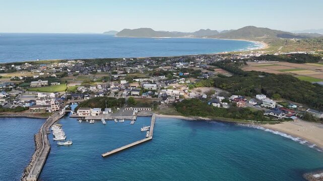 Genkai Quasi-National Park, Itoshima, Fukuoka, Japan: 4K Aerial Drone Footage of Keya Beach, Keya no Ohto Cliffs, Hikizu Bay, Mountain Forests, Autumn Colours, Farmlands and Kishi Fishing Port