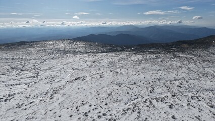 Aerial view of snowy Serra da Estrela