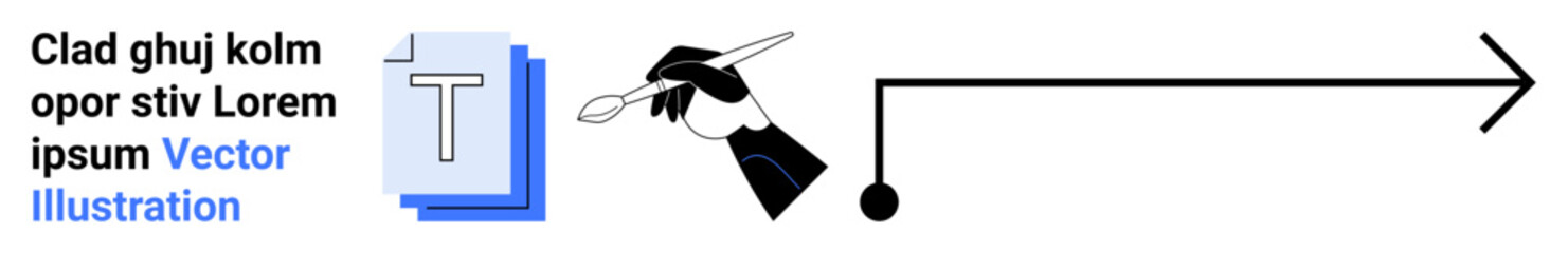 Business strategy, direction, education design, process flow, productivity, innovation. A hand drawing an arrow with a pen tool next to text and document icons. Business strategy and direction