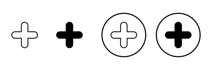 Plus icon vector. Add plus sign and symbol