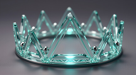 a close-up of a diamond crown. The crown is made up of multiple small, triangular-shaped diamonds that are arranged in a symmetrical pattern. The diamonds are a beautiful shade