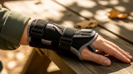 Wrist injury with orthopedic brace symbolizing recovery process