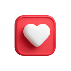 Glossy 3D Red Heart Icon for Love and Favorites