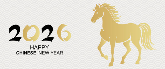 Chinese New Year 2026. Year of the horse. Lunar Year 2026 banner vector illustration