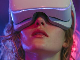 Futuristic Virtual Reality VR Headset Experience