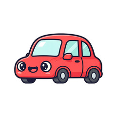 Cute Red Car Cartoon.