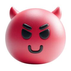 Red round devil emoji character with mischievous smiling expression