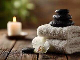 Professional Spa Massage Setting with Stones