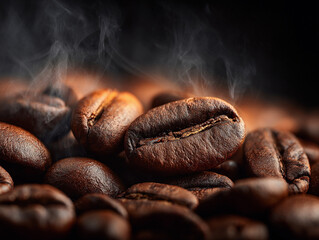Close Up of Coffee Beans Roasting Texture