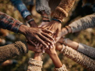 Diversity Hands Stacked Together Teamwork