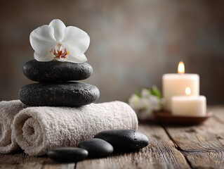 Professional Spa Massage Setting with Stones