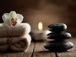 Professional Spa Massage Setting with Stones