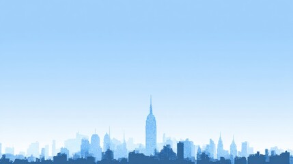 Obraz premium New York Skyline Silhouette With Gradient Sky and Empty Banner Area for Text or Design Needs