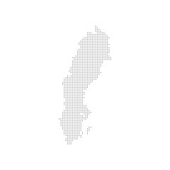 dotted halftone black silhouette of sweden map isolated. sweden country map for travel and presentation. sweden halftones map vector illustration.  world maps circle. global map.