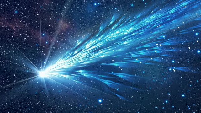 Space Comet Bolide Travels Through the Cosmos Leaving a Bright Trail Behind