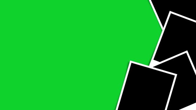 Polaroid photo frames animation banner. Animation of blank photo frames, isolated on green screen.