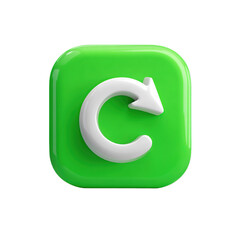 3D green refresh button icon with white circular arrow symbol