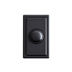 Sleek modern black electrical switch with glossy finish and circular dial on transparent background